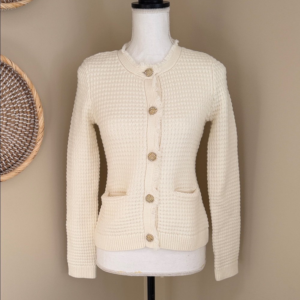 Express Cream Textured Women's Cardigan - Picture 2 of 9